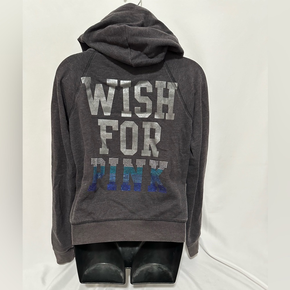PINK grey zipper hoodie
